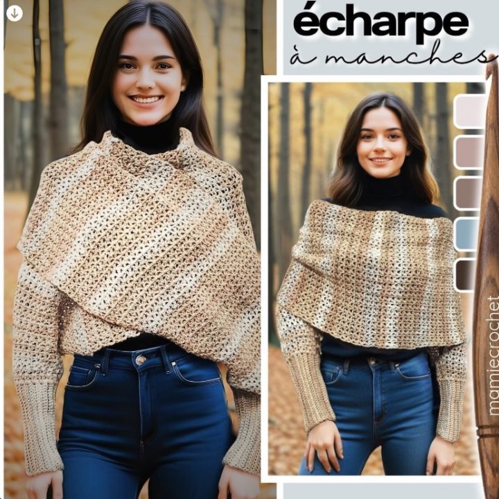 Echarpe à manches Auriane Mamie Crochet tuto pdf