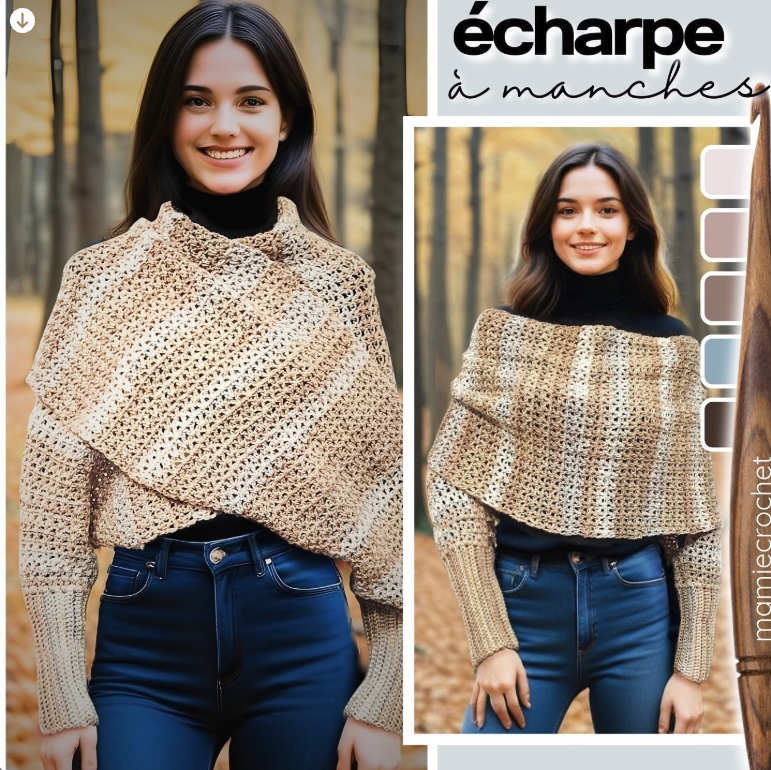 Echarpe à manches Auriane Mamie Crochet tuto pdf